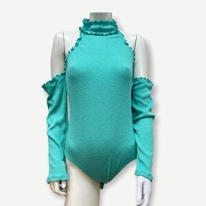 5/$20 NEW‎ Pure Sugar teal ruffle bodysuit 1X